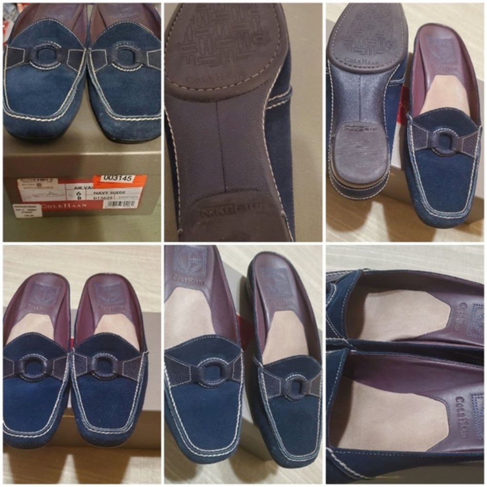 COLEHAAN Women’s 6.0 Air Vail  Blue Suede Winter Spring Granny Core Slip…